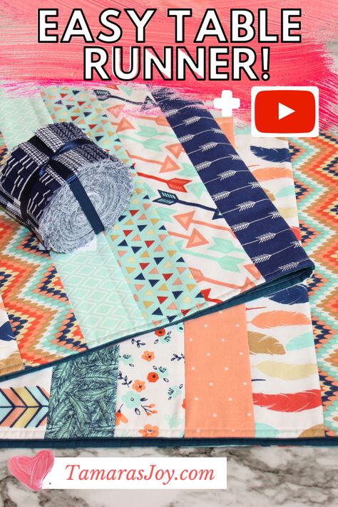 Jelly Roll Table Runner Patterns Free, Jelly Roll Table Runner Patterns, Jelly Roll Table Runner, Table Runners Diy Easy, Basic Quilting, Batik Table Runners, Simple Sewing Tutorial, Table Topper Patterns, Table Runner Diy