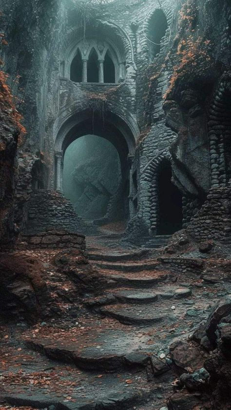 Dark World Aesthetic, Middle Earth Wallpaper, Ruins Aesthetic, Ruined Castle, Earth Wallpaper, Dark Castle, Creepy Houses, Beautiful Ruins, Castle Aesthetic