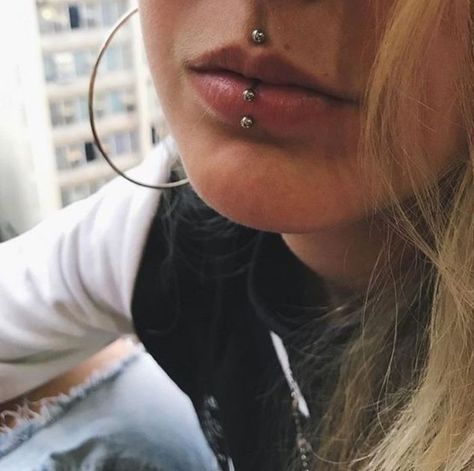 Lower lip piercing