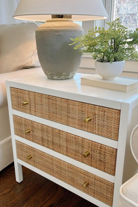 Nightstand With Basket Underneath, 3 Drawer Dressers, Coastal Bedroom Side Tables, Mini Dresser Nightstand, Vintage 3 Drawer Dresser Makeover, Kids Dresser As Nightstand, Beach House Night Stand, Side Table Dresser, 4 Drawer Nightstand