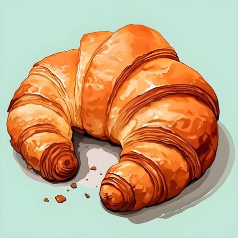 Photo croissant watercolor illustration ... | Premium Photo #Freepik #photo Croissant Watercolor, Minimalist Pictures, Prismacolor Art, Bread Art, Minimalist Photos, Minimal Wallpaper, Minimalist Artwork, Pastel Watercolor, Embroidery Flowers Pattern