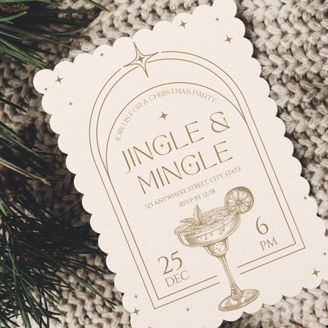 Jingle & Mingle Vintage Cocktail Christmas Party Invitation Merry Christmas Invitation Card, Work Christmas Party Invite, Christmas Event Invitation, Work Christmas Party Invitations, Christmas Party Invite Ideas, Christmas Dinner Party Invitations, Jingle And Mingle Party Ideas, Christmas Themes Ideas Party, Christmas Party Illustration