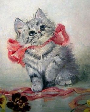 Kittens Vintage, Cat Paintings, Vintage Cats, Art Mignon, Cat Illustrations, Kitty Art, Cats In Art, Art Et Illustration, Little Kittens