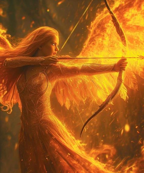 Phoenix Goddess Art, Fire Fairy Fantasy Art, Fire Angel Fantasy Art, Fantasy Fire Magic Aesthetic, Fire Angel Art, Fire Spirit Art, Fire Sign Aesthetic, Characters With Orange Hair, Fire Fairy Aesthetic