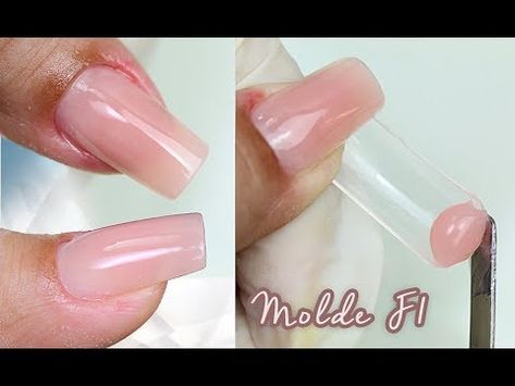 Configurações - YouTube Molde F1, Acrylic Nails At Home, Acrylic Nail Shapes, Polygel Nails, Nails Only, Hair Skin Nails, Dip Powder Nails, Nails At Home, Classy Nails