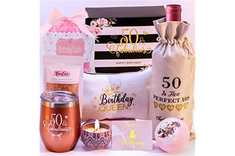 50 Birthday Gift Baskets, 50th Birthday Gifts For Women, 40th Birthday Gifts For Women, 50th Birthday Gifts For Woman, Bday Gifts, Turning 50, Gift Baskets For Women, Gift Boxes For Women, Happy 60th Birthday