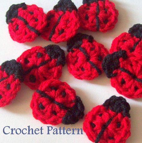 Crochet Ladybug PATTERN Instant Download PDF Ladybug by HCKCrafts Ladybug Crochet Pattern, Ladybug Applique, Ladybug Crochet, Crochet Ladybug, Crochet Puff Flower, Crochet Appliques, Confection Au Crochet, Easy Crochet Projects, Crochet Butterfly