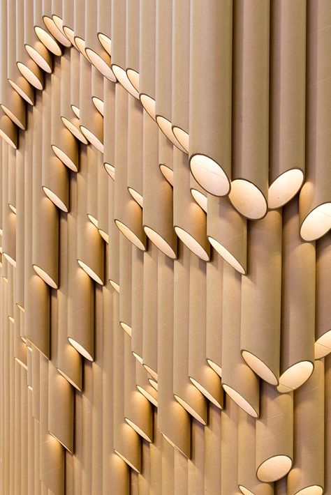 WOKA on Behance Blitz Design, Cardboard Rolls, Mural 3d, Cardboard Tubes, Tube Light, Design Del Prodotto, Luminaire Design, Pvc Pipe, Design Lab