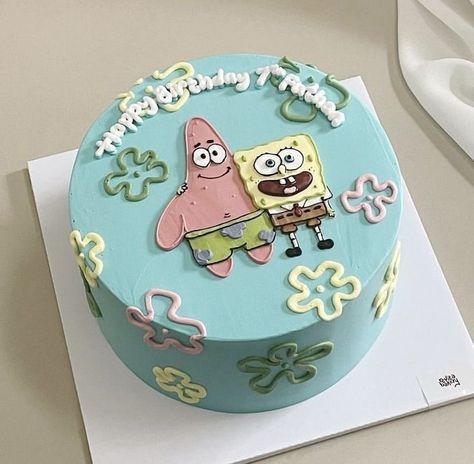 Spongebob Lunchbox Cake, Birthday Cake Spongebob, Spongebob Cake Ideas, Spongebob Birthday Cake, Cartoon Birthday Cake, Spongebob Cake, Simple Cake Designs, Funny Birthday Cakes, Mini Cakes Birthday