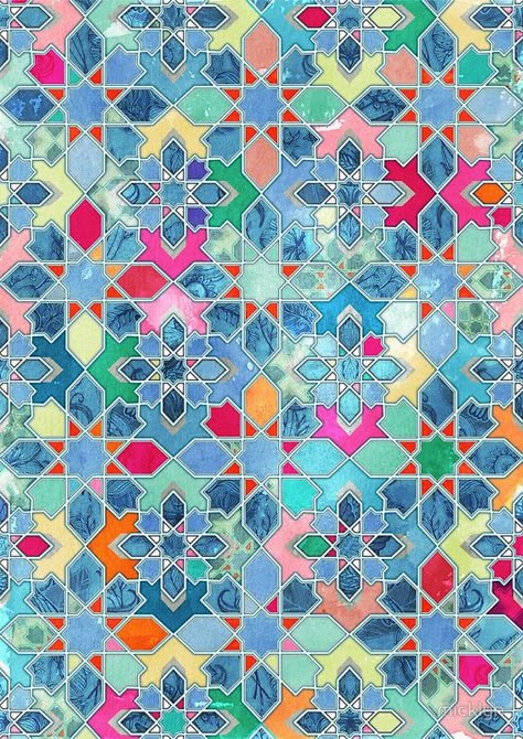 Pretty Pastel Moroccan Tile Mosaic Pattern by micklyn Art Marocain, Patterns Printable, Moroccan Art, Colour Art, Islamic Patterns, Arabic Pattern, Tile Mosaic, Moroccan Mosaic, Islamic Art Pattern