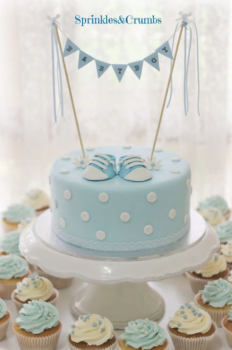 Gateau Baby Shower Garcon, Baby Shower Bunting, Pastel Baby Shower, Baby Shower Cakes For Boys, Baby Boy Cakes, Baptism Cake, Baby Shower Inspiration, Baby Cakes, Blue Baby Shower