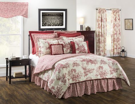 Red Bedspread, Red Comforter, Traditional Duvet Covers, Red Duvet, Red Duvet Cover, Full Duvet Cover, Country Bedroom, Queen Comforter, Bedspread Set