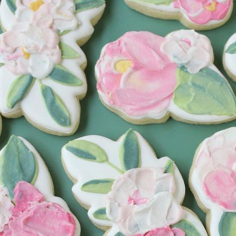 Pipe & Flood | Custom Cookies on Instagram: "🌸 Floral Friday 🌸 A last minute order for my number 1 customer. Tried out some palette knife work for the first time. Took a while to get the hang of it, but pretty happy with the result! . . . #floralfriday #flowerfriday #flowercookies #floralcookies #paletteknifecookies #weddingfavors #bridalshowercookies #royalicing #royalicingcookie #sugarcookiedecorating #customsugarcookies #icingcookie #texturecookies #paletteknifeflowers #prettycookies #pinkandgreen #flowertheme #gardenparty #rva #rvacookies #rvaeats" Textured Cookies, Painting On Cookies, Photo Color Palette, Watercolor Cookies, Bridal Shower Cookies, Tempe Az, Pretty Cookies, Flower Cookies, Palette Knife Painting