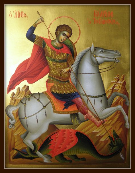 Άγιος Γεώργιος / St. George Saint George And The Dragon, Paint Icon, Orthodox Christian Icons, Byzantine Art, Art Hobbies, Byzantine Icons, Biblical Art, Saint George, Medieval Art