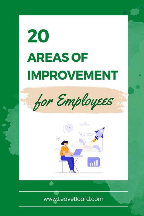 Among the key areas of improvement for employees: 1 Public speaking, 2 Written communication, 3 Interpersonal relations, 4 Listening, 5 Creativity, 6 Emotional intelligence, 7 Conflict resolution, 8 Adaptability, 9 Teamwork, 10 Self-management. Discover more examples where your employees can get better. Areas Of Improvement Work, Written Communication, Annual Review, Excel Tutorials, Human Resource, Employee Engagement, Conflict Resolution, Public Speaking, Human Resources