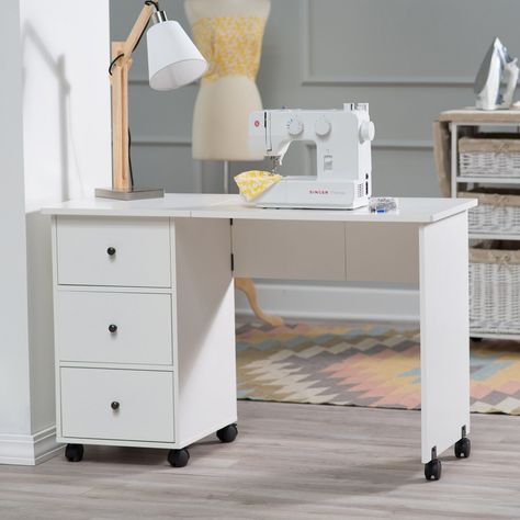 Craft rooms, craft room inspiration, craft room design, popular pin, DIY craft room, IKEA, easy craft room updates. Folding Sewing Table, Sewing Desk, Sewing Machine Tables, Table Ikea, Sewing Machine Table, Sewing Cabinet, Sewing Furniture, Diy Craft Room, Craft Room Storage