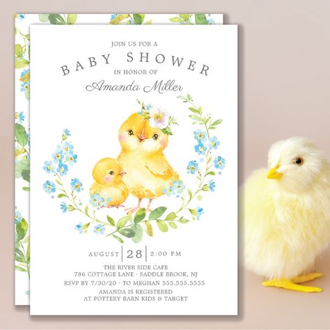 Triplet Baby Shower, Baby Shower Spring, Baby Boy Invitations, Twins Baby Shower Invitations, Easter Invitations, Spring Baby Shower, Baby Shower Invitaciones, Baby Chick