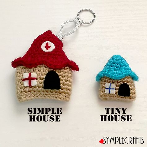 This is aa smaller version of our Simple House Keychain, using the similar yarn weightage...two roof rims included in this pattern. Crochet House Keychain, Cute Tiny House, Simple Keychain, Crochet Runner, Keychain Crochet Pattern, House Keychain, Amigurumi Keychain, Crochet Colorful, Creative Gift Ideas