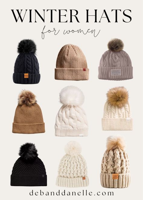 Cute Beanies For Women, Women’s Winter Hat, Winter Beanies For Women, Trendy Winter Beanie Hats, Pom Beanie Outfit, Winter Beanie, One Size Fits Most, Womens Beanies Outfits, Women Beanie Outfit, Beginner Crochet Ideas