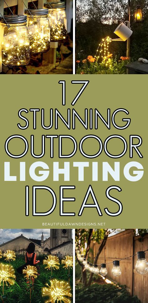 Cheap Outdoor Lighting Ideas, Fairy Garden Lights Ideas, Fire Pit Lighting Ideas Backyard, Diy Garden Lights Ideas, Decorative Outdoor Lighting, Lights In Backyard Ideas, Lights For Backyard Party, Outdoor Fairy Lights Garden Ideas, Fairy Lights In Garden Ideas