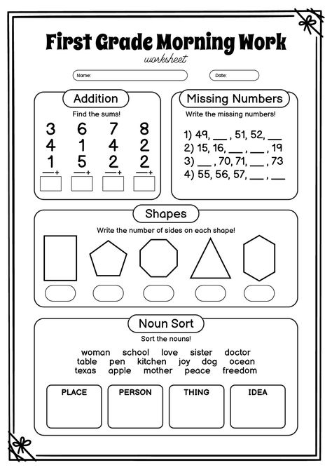 1st Grade Morning Work 1st Grade Goals Sheet, Grade 1 Morning Work, 1st Grade Weekly Lesson Plan, 1st Grade Social Studies Worksheets, Homework For 1st Grade, 2nd Grade Social Studies Worksheets, Homeschooling 1st Grade, Homeschool 1st Grade, 1st Grade Worksheets Free Printables