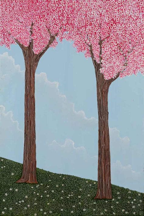 ‘Damien Hirst stole my cherry blossom’: artist faces plagiarism claim number 16 | Damien Hirst | The Guardian Mother Painting, Cherry Blossom Painting, Walker Art, Number 16, Acrylic Painting Lessons, Damien Hirst, Japanese Woodblock, English Artists, Clear Blue Sky