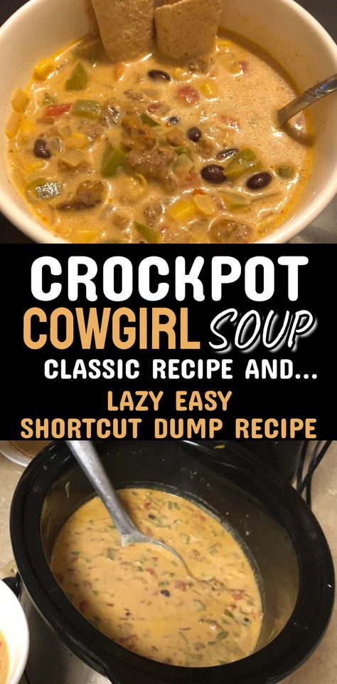 Cowgirl CrockPot Soup - 18+ Winter dinner recipes crockpot comfort foods including: Cold weather crockpot recipes dinners easy, easy winter crockpot recipes chicken, easy cold weather dinner ideas crockpot, simple budget friendly meals, family crock pot dinner ideas, easy dinner recipes for family busy mom crockpot meals, cold night 10 dollar meals, dinner ideas crock pot, easy dinner recipes for family crockpot winter night, cheap dinners for a family budget weekly meals menu planning easy, eas Frugal Crock Pot Meals, Simple Easy Crockpot Recipes, Easy Dinner Cold Weather, Cheap And Easy Dinner Ideas Crock Pots, Easy Soup Ideas Crockpot, Crock Pot Soups And Stews Winter, Ground Sausage Recipes For Dinner Easy Crock Pot, Winter Crockpot Meals Healthy, Recipes For 2 Quart Crock Pot