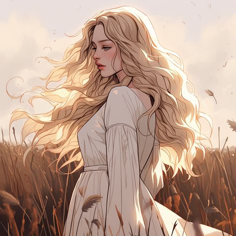 Blonde Princess Art, Blonde Character Art, Blonde Girl Drawing, Blonde Character Design, Blonde Woman Art, Blonde Women, Fantasy Aesthetic, Character Aesthetic, Dnd Characters