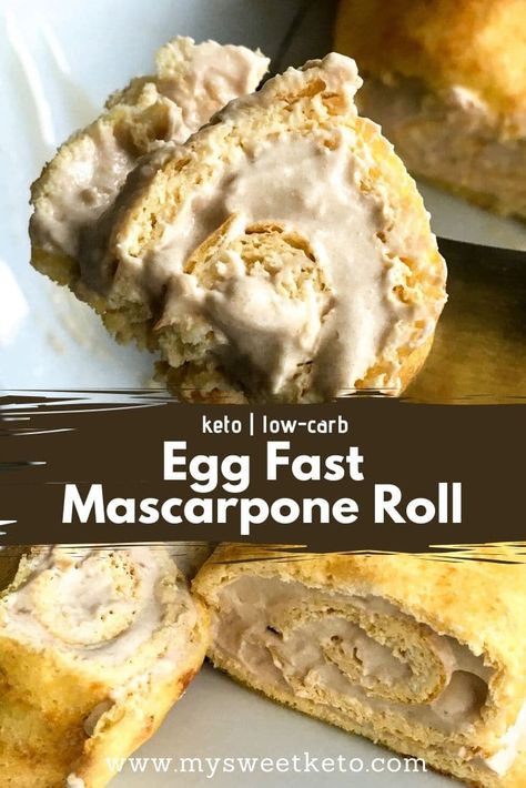 While egg fasting, I came up with this egg fast mascarpone roll recipe. I warn you that this is a delicious egg fast treat. #eggfastrecipe Eggfast Recipes, Keto Egg Recipe, Egg Fast Diet, Keto Egg Fast, Sugar Free Lifestyle, Zero Carb Foods, Fast Desserts, Keto Fast, Egg Fast