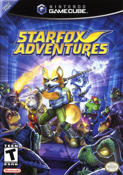 Box art for "Starfox Adventures," a third-person 3D platformer for the Nintendo GameCube released in 2002. Fox Mccloud, Gamecube Games, The Wind Waker, Video Game Collection, Game Cover, Nintendo Gamecube, Fox Games, Star Fox, Wind Waker