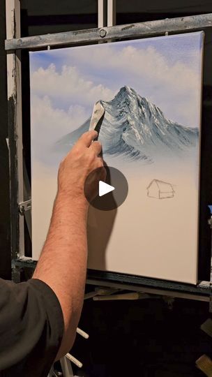 Bob Ross Style Painting For Beginners | Here's the process video for my latest painting | Facebook Bob Ross Paintings All Together, Bob Ross Videos, Bob Ross Mountains Tutorial, Bob Ross Painting Videos, Bob Ross Snow Paintings, Bob Ross Paintings, Painting For Beginners, Bob Ross, Painting Videos