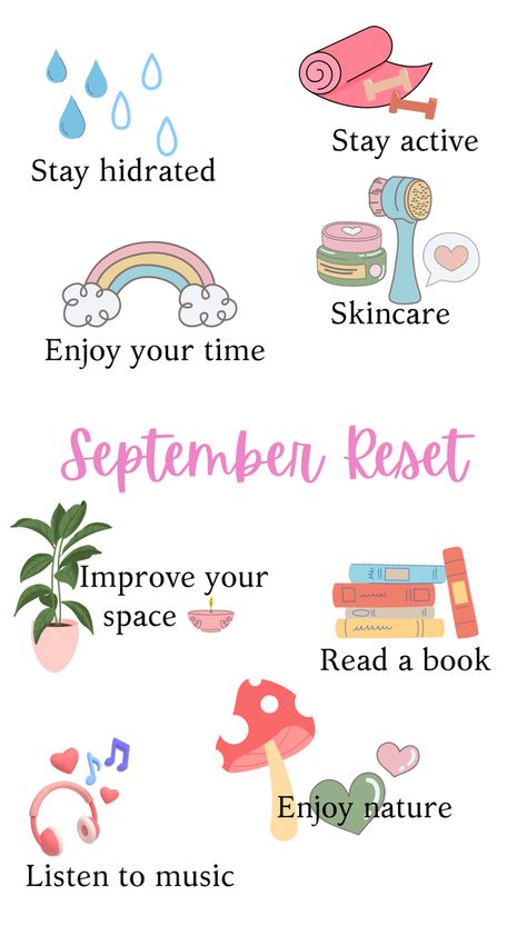 #reset #september #aesthetic #selfcare October Reset List, October Reset, Selfcare List, September Reset, Reset Ideas, September Aesthetic, September Quotes, Aesthetic Selfcare, Fall Bucket List