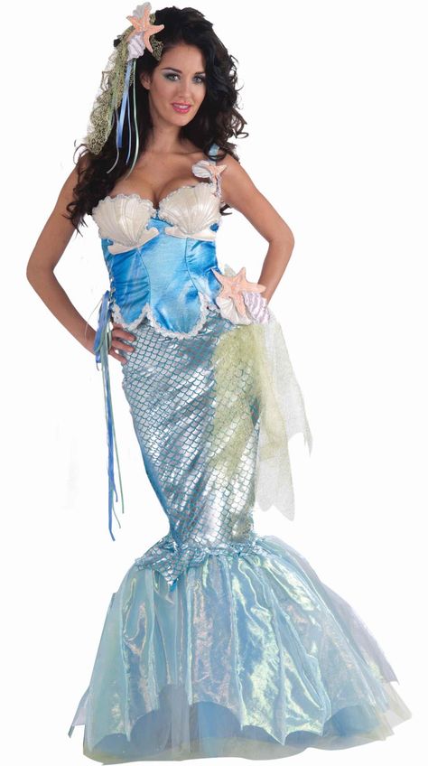 Mermaid Costume Ideas, Little Mermaid Halloween Costume, Starfish Costume, Mermaid Dress Costume, Adult Mermaid Costume, Mermaid Halloween Costume, Mermaid Halloween Costumes, Carnaval Costume, Sparkly Prom Dress