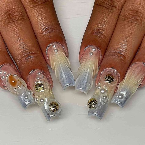 Seashell Nails, Beachy Nails, Mermaid Nails, Minimalist Nails, Dream Nails, Unique Nails, Fire Nails, Funky Nails, Dope Nails