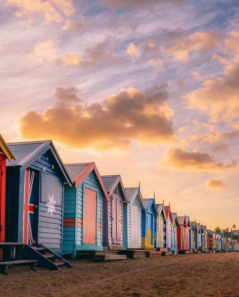 Brighton Bathing Boxes Melbourne, Brighton Bathing Boxes, Brighton Beach Melbourne, Brighton Melbourne, Melbourne Style, Pastel Sunrise, Have A Beautiful Weekend, Melbourne Trip, Backpacking Routes