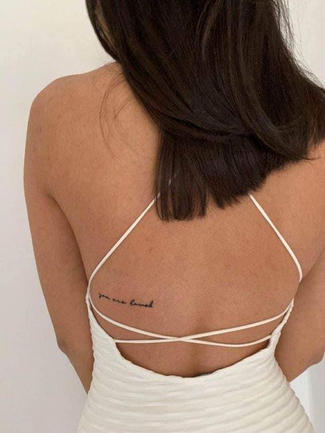 You Are Loved Tattoo, Aesthetic Tattoo Ideas, Side Tattoos Women, Small Back Tattoos, Unique Tattoo Ideas, Small Girly Tattoos, 20 Aesthetic, Small Pretty Tattoos, Writing Tattoos