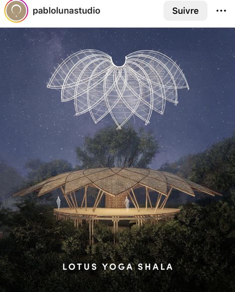 Lotus House Design, Lotus Inspired Architecture, Dandelion Architecture, Tree Pavilion, Meditation Space Architecture, Tree Column, Bamboo Pavilion, Tree Structure, Abstract Pencil Drawings