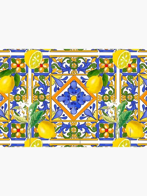 Sicilian Painting, Sicilian Pattern, Sicilian Print, Tiles Mediterranean, Sicilian Decor, Mediterranean Color Palette, Sicilian Tiles, Majolica Print, Italian Pattern