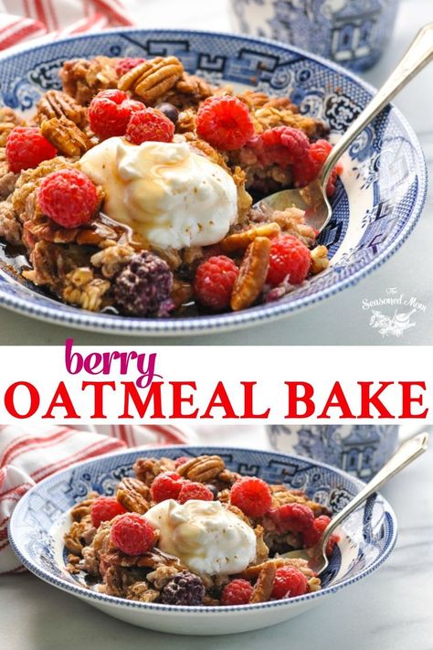 Spring Breakfast Ideas, Summer Oatmeal, Berry Oatmeal Bake, April Meals, Wfpb Breakfast, Berry Baked Oatmeal, Healthy Baked Oatmeal, Spring Cooking, Breakfast Summer