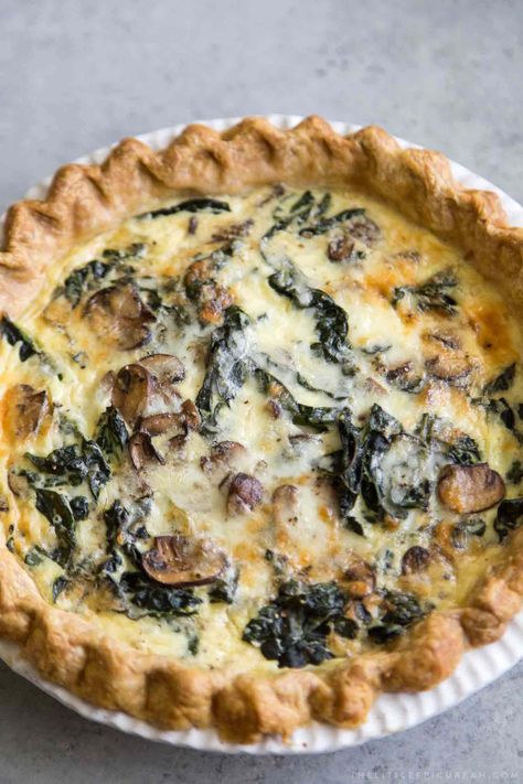 Kale Pie Recipe, Kale Mushroom Recipe, Kale Quiche, Kale And Mushroom, Mushroom Kale, Apple Slab Pie, Homemade Crust, Mushroom Quiche, Vegetable Quiche