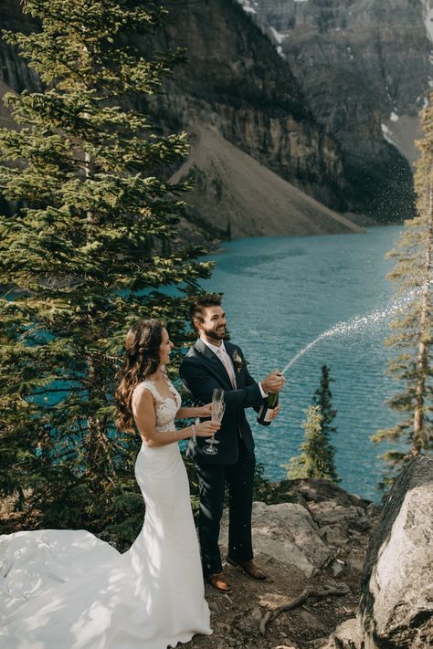 Lake Moraine Wedding, Elopment Ideas, Moraine Lake Wedding, Eloped Wedding, Banff Elopement, Couples Beach Photography, Lake Elopement, Sunrise Elopement, Brand Vision