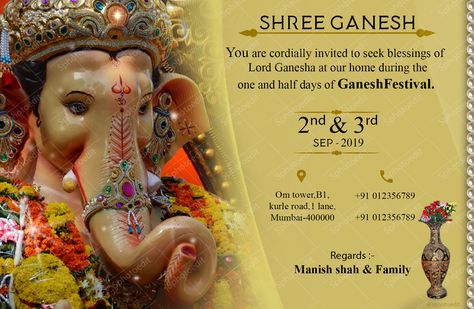 2023 Invitation, Ganpati Invitation Card, Post Editing, Online Invitation Card, Ganpati Ji, Online Invitation, Cute Quotes For Him, Ganpati Decoration Design, Shree Ganesh