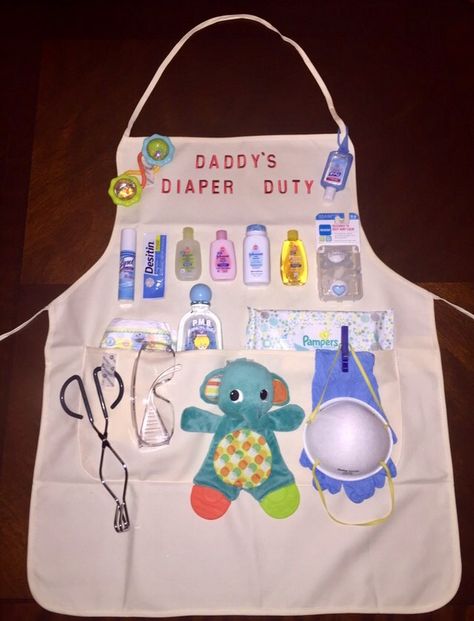 Daddy's Diaper Duty Apron Daddy Apron For Baby, Call Of Doody Apron, Daddy Duty Apron New Dads Diy, Daddy Duty Apron New Dads, Daddy Apron, Diaper Party, Girl Shower Themes, Baby Shower Baskets, Couples Baby Showers