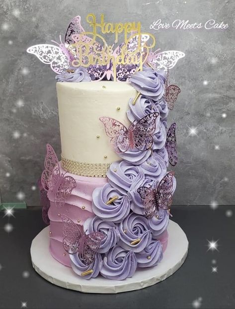 Sweet 16 Cakes 2 Tier, 3 Tier Butterfly Cake, Leo Cake, Butterfly Baby Shower Cake, Cake Bday, Butterfly Wedding Cake, Flower Cake Design, Quince Cakes, 7th Birthday Cakes