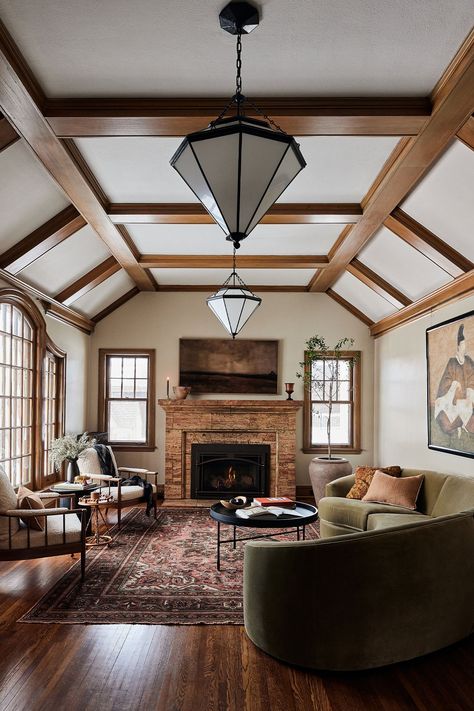 Medicine Lake Tudor Revival — Studio Day Tudor House Remodel, Modern Tudor Interior Design, Tudor House Interior, English Tudor Homes Interior, Tudor Cottage Interior, Tudor Revival Interior, Craftsman House Interior, Brick Fireplace Decor, Tudor Decor