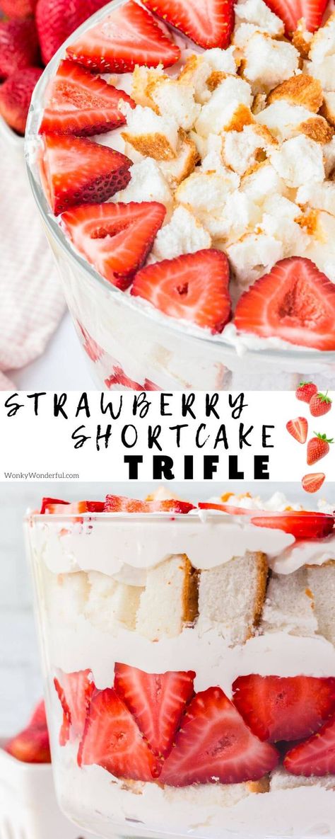 Make this Strawberry Shortcake Trifle as the ultimate summer dessert. Everyones favorite strawberry dessert in a layered show-stopping dish. Strawberry Shortcake Truffle, Fresh Strawberry Desserts, Summer Trifle, Shortcake Trifle, Strawberry Shortcake Dessert, Strawberry Shortcake Trifle, Easy Strawberry Shortcake, Strawberry Dessert Recipes, Strawberry Shortcake Recipes