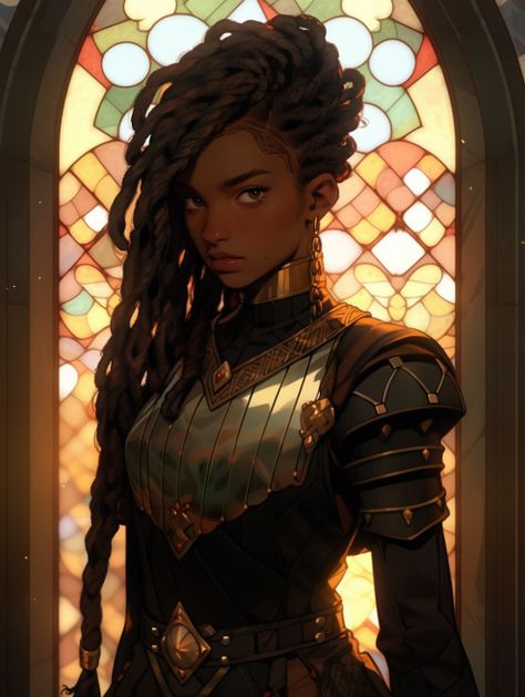 Azarketi Pathfinder, Human Female Dnd, Black Female Knight, Black Dnd Characters, Medieval Character Design, Birth Order, Gothic Fantasy Art, Female Knight, Black Characters