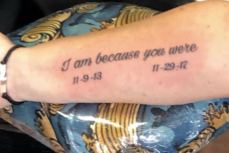 Parents Tattoos Honoring, Parent Memory Tattoo, I Am Because You Were Tattoo Grandma, Tattoos For Divorced Parents, Tattoos In Memory Of Parents, Grandpa Inspired Tattoo, Tattoo In Honor Of Parents, Honoring Parents Tattoo, I Am Because You Were Tattoo Mom