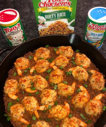 Boudin Stuffed Shrimp - Tony Chachere's Boudin Recipe, Boudin Sausage, Boudin Balls, Stuffed Shrimp, Cream Sauce For Chicken, Shrimp Stuffed, Cajun Creole Recipes, Steak And Shrimp, Rice Dinner