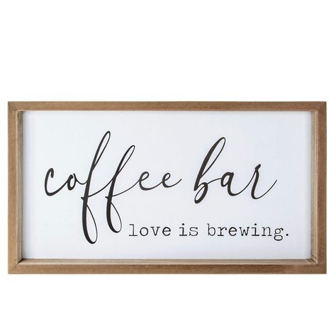 PRICES MAY VARY. 💛 Perfect Coffee Station Accessories for Home Office and Wedding 💛 Rutic wood sign-Coffee Bar Love Is Brewing 💎 Brilliant Coffee Station Ideas for Creating A Farmhouse Style Coffee Corner in kitchen, living room, Dining room and bedroom 🌟 Cute and Fine Quality House Warming Gift for New Home 🌟 16" x 9" Good size for wall mount, also able to stand on the table 💥 VILIGHT offers the best value and we have great confidence of our product! If you run into any issue, just drop u Cute Signs For The Home, Coffee Bar Art, Signs For The Home, Love Is Brewing, Coffee Bar Station, Farmhouse Coffee Bar, Bar Inspiration, Coffee Wall Decor, Home Coffee Bar